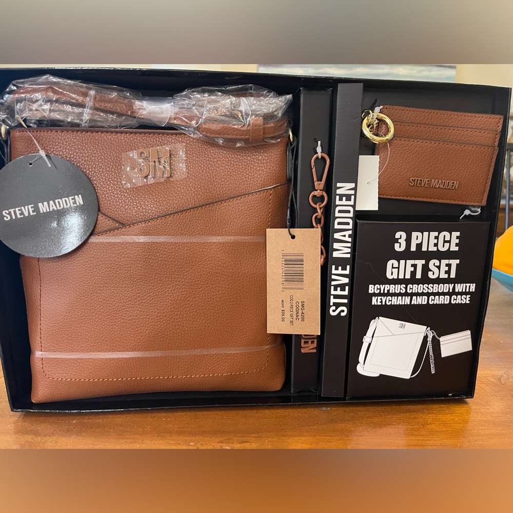 NEW Steve Madden Tan Messenger Bag 3 Piece Set